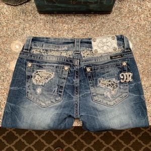 Miss Me jeans silver lace distressed boot cut